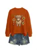 Sudadera linda y versátil de lana de yak para mujer con estampado floral y cuello redondo de manga larga para Amazon, Wish y plataformas de comercio electrónico independientes