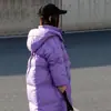 Jaqueta de Inverno com Penas para Crianças Coreanas Jaqueta de Penas Infantil Larga Acima do Joelho Longa para Meninas Bebê 90 Penas de Pato Branco Roupa de Inverno Tendência