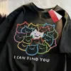 220g Camiseta de Verano Colorida Pareja de Gatos Camiseta para Hombre Blanca Negra Gris Holgada