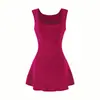 Vestido Bodycon Estilo Puro Deseo Cuello en U Hueco Revelador de Cintura Ajustado Sin Mangas Falda Corta para Mujer Vestido Adelgazante de Verano