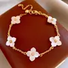 Pulsera de Trébol de Circonita y Nácar Lujo Ligero Temperamento de Gama Alta Joyería Estilo Coreano Ins Celebridad de Internet Estilo Popular Joyería al por Mayor