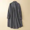 Vestido de cuadros azul marino de manga larga, elegante, de nicho, de alta gama, nuevo estilo Primavera y Otoño 2026