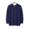 Otoño Invierno 2026 Nuevo Cárdigan 100% Lana para Hombre Cuello Semi-Alto Grueso Suéter Casual Versátil Holgado Tejido Prendas de Abrigo