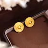 Pendientes circulares de tejido cruzado versátiles europeos y americanos, acero inoxidable chapado en oro de 18 quilates, de moda, lujo ligero, pendientes personalizados al por mayor
