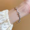 Exquisito Pulsera de Mariposa de Cristal Artificial Perla Plata Rota para Niñas, Pulsera de Moda y Versátil, Joyería de Mano Fresca y de Gama Alta