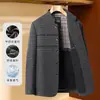 Chaqueta de papá para hombre, invierno, con felpa, engrosada, primavera, otoño, chaqueta corta de lana, para mediana edad y mayores, cálida, casual, con cuello alto, conjunto