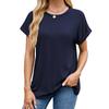 Camiseta de manga corta holgada con cuello redondo de color liso para mujer, primavera y verano 2025, comercio exterior transfronterizo de Amazon Europa y Estados Unidos, disponible en stock.