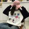 Moletom Feminino Outono e Inverno 2024 Novo Estilo Meninos Grandes Meninas Coreano Outono Manga Raglan Blusa Roupas Infantis Estilo Ocidental