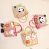 Bolsa de Palha Portátil de Gelatina Desenho Animado Fofo, Nova Bolsa de Palha Quadrada de Coelho para Viagem de Férias, Bolsa Quadrada Pequena Versátil