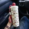 Nova Caneca Térmica de Aço Inoxidável Fofa com Desenho de Animal Flutuante, Grande Capacidade, para Estudantes e Crianças, Copo Portátil com Canudo e Alça de Transporte