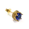 Moda Retro Europea y Americana Pendientes de Acero de Titanio con Corona Incrustada de Diamantes Nicho de Gama Alta Versátiles de Moda Pendientes para Hombres y Mujeres Joyería