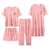 [Conjunto de cuatro piezas] Pijama de verano para mujer, camisón de manga corta, pantalones cortos, pantalones cortos de verano, ropa de casa, traje para mujer