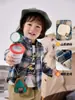 Camisa infantil masculina Dudu, body de manga longa para bebê, nova camisa xadrez estilosa para crianças, roupas casuais de outono e primavera para crianças