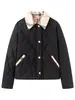 Comercio Exterior 2025 Otoño e Invierno Nuevo Estilo Pequeña Fragancia Retro Solapa Clásica Acolchado Cuadros Acolchado Corta Chaqueta de Algodón