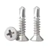 En Stock Tornillos Autoperforantes de Acero Inoxidable 304 St3.5-St6.3 de Cabeza Plana Phillips Autoperforantes para Puertas, Ventanas y Barandillas