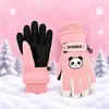 Crianças de 3 a 17 anos, crianças luvas infantis grossas à prova de frio, à prova d'água, à prova de vento, antiderrapantes, quentes, de algodão para neve para esqui, inverno
