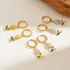 Aretes Colgantes de Tulipán Esmaltados Acero Inoxidable Chapado en Oro Aceite Goteado Estilo Pastoral Flores Moda Versátil Pendientes Transfronterizos para Mujeres