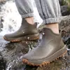 Botas de Chuva Curtas Antiderrapantes da Moda Sapatos Botas de Chuva Impermeáveis para Exterior Sapatos de Borracha Resistentes ao Desgaste para Trabalho na Cozinha Pesca Sapatos de Água