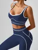 Conjunto de yoga bicolor con doble tirante, ropa deportiva de fitness para mujer, sujetador deportivo para entrenar y pantalones largos, conjunto de yoga de dos piezas