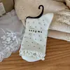 Calcetines de encaje calcetines de media pantorrilla para mujer calcetines nuevos de algodón nudo de lazo floral retro estilo coreano calcetines largos para mujer