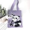 Bolsa Tote Casual Tendência Bolsa de Mão Diária Estilo Nacional Artístico Panda Fofo Versátil Poliéster Tricô Feminino Presente de Acompanhamento