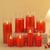 Luz Electrónica de Vela LED Roja Simulación de Vela de Vidrio Taza de Acrílico Vela Luz de Atmósfera Romántica para Boda Luz de Buda