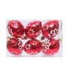 Nuevas decoraciones navideñas 2025 con forma de bola colgante pequeña de plástico chapado pintado bastón de caramelo rojo estrella hexagonal