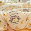 Conjunto de Quatro Peças de Veludo Espesso Quente de Inverno com Flocos de Neve e Veludo Leite Cobertor de Edredom de Veludo Dupla Face Lençóis de Cama Conjunto de Três Peças para Dormitório