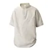 Camisa Polo de Cor Sólida com Gola Alta e Manga Curta para Homens, Marca da Moda, Alta Qualidade, Corte Solto, Top Masculino Estilo Retrô Japonês