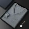 Suéter de cachemira con cuello en V, nuevo para otoño e invierno, tejido base casual de negocios de manga larga para hombre, suéter de cachemira, disponible para venta al por mayor