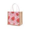 Bolsa de Lona com Ponto de Morango, Fecho de Zíper, Portátil, de Linho, DIY, com Corda de Algodão, Sacola de Mão, Bolsa de Juta