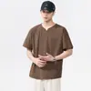 Camiseta Henley de Manga Corta Jacquard Aristocrático Estilo Old Money para Hombre, Tendencia de Verano Retro Americano de Corte Holgado Camisa Polo para Hombre