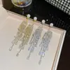 Pendientes de Borla de Circonita Estilo Coreano Lujo Ligero Tachuelas de Oreja de Nicho de Gama Alta Pendientes de Perla Completamente Diamantados para Mujer Todo Terreno Celebridad de Internet Venta al por Mayor