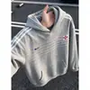 Moletom com capuz bordado estilo retrô americano, nova coleção de outono, corte solto e casual, versátil e moderno, adequado para casais