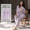 Pijama Feminino de Qualidade para Loja Física, Estilo Novo de Verão com Bojos de Algodão Nuvem Cor Sólida Cardigan Calça Longa Pijama Roupa de Casa