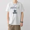 Camiseta Estampada de Manga Curta Masculina de Verão Slim Gola Redonda Tendência Versátil Camiseta Básica Top Camiseta Casual