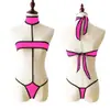 Ropa interior sexy para mujer europea y americana, traje de baño, bragas, sujetador sexy para mujer, perspectiva, traje de baño bikini de una pieza
