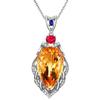 Colgante Vivo Caliente Chapado en Oro de 18K Elegante Forma de Gota Piedra Grande al Descubierto Collar con Colgante de Citrino Brasileño de 22 Quilates