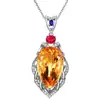 Colgante de Transmisión en Vivo Más Vendido Chapado en Oro de 18 Quilates Elegante Forma de Gota Piedra Suelta Grande Citrino Brasileño de 22 Quilates Collar con Colgante