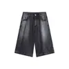 Shorts Jeans Casuais de Perna Larga Tendência de Verão Novo Estilo para Casais com Design de Bolso, Calça de Caimento Solto