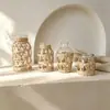 Estilo ins vaso de vidro trançado de palha difusor para quarto de casa garrafa de aromaterapia hotel universal vaso para flores secas atacado