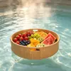 Bandeja flutuante para piscina e fonte termal, cesta redonda de rattan em formato de coração, adequada para pousadas, hotéis e vilas, com porta-copos e bandeja de café da manhã