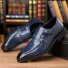 Zapatos de Piel Brillante con Patrón de Cocodrilo Personalizados para Hombre con Hebillas Metálicas, Suelas Suaves Cómodas para los Pies, Zapatos de Piel de Negocio para Hombre