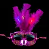Máscara Luminosa Fiesta de Baile de Halloween Pequeña Belleza Veneciana Pluma Juguete para Niños Carnaval Princesa