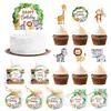 Derechos de autor Selva Tropical Tema Selva Tropical Tarjeta para Pastel Serie Animales Cumpleaños Acción de Gracias Etiqueta Adhesiva Decoración de Pastel