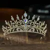 Tiara de noiva estilo europeu com strass, acessório para vestido de noiva, coroa de cabelo para festa de aniversário e cerimônia de maioridade