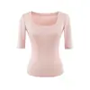Atractivo conjunto sexy de camiseta de color liso con cuello en U y cinco mangas + minifalda sexy de tiro bajo que se ajusta a las caderas a prueba de exposición