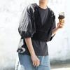Chegada Nova Verão 2026 Simples Casual Cool Cor Sólida Caimento Solto Gola Redonda Manga Três Quartos Camiseta para Mulheres