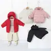 Chaqueta de algodón con capucha de nuevo estilo para niños, abrigo de algodón para niños pequeños e infantes con orejas, chaqueta de algodón para otoño e invierno para niñas, ropa de abrigo