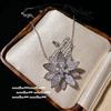 Íris Roxo Flor de Lótus Gem Pérola Colar Tahiti Banhado a Ouro 18K Luz Pétala Folha de Lótus Anel de Zircão